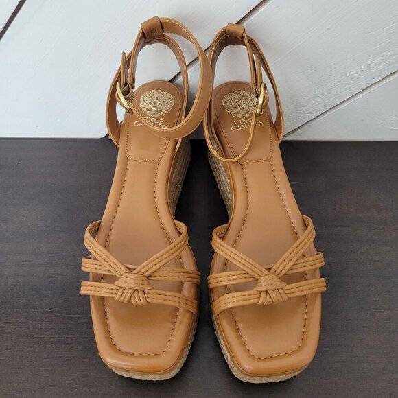 NEW Vince Camuto Womens Leather Loressa Strappy Platform Golden Walnut 10 - Picture 4 of 9